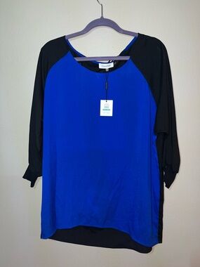 Calvin Klein Royal Blue and Black blouse